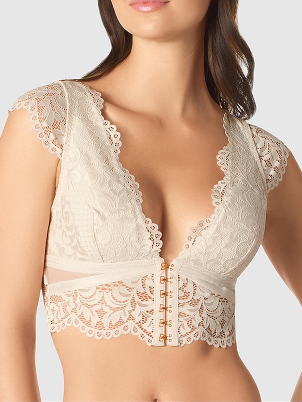 La SENZA Cream Lace Front-Hook Bralette